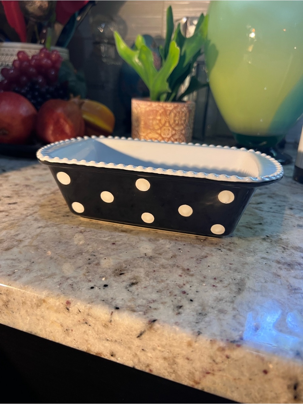 Ceramic Polka Dot Loaf Pan - Like New